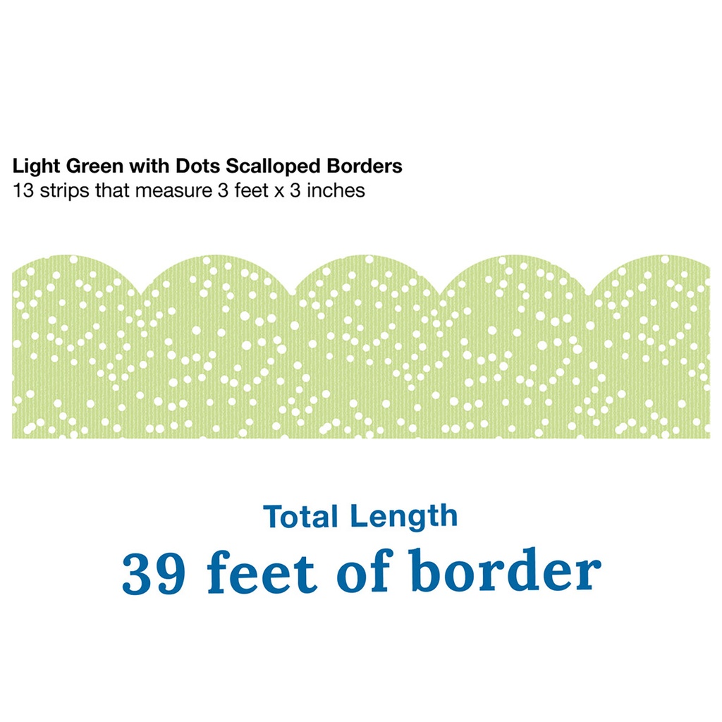 Crafty and Cool Light Green with Dots Scalloped Border
