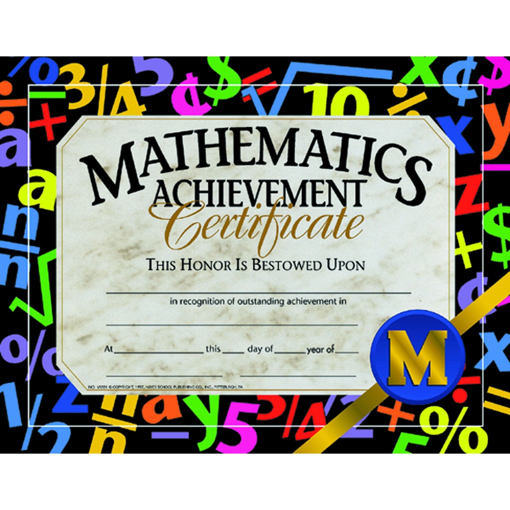 30ct Math Achievement Certificates