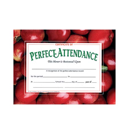 30ct Perfect Attendance Certificates
