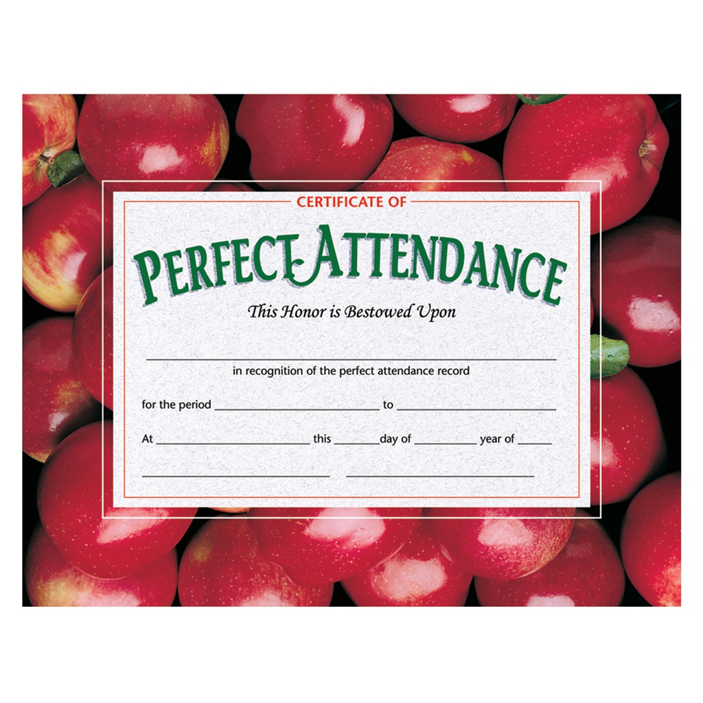 30ct Perfect Attendance Certificates