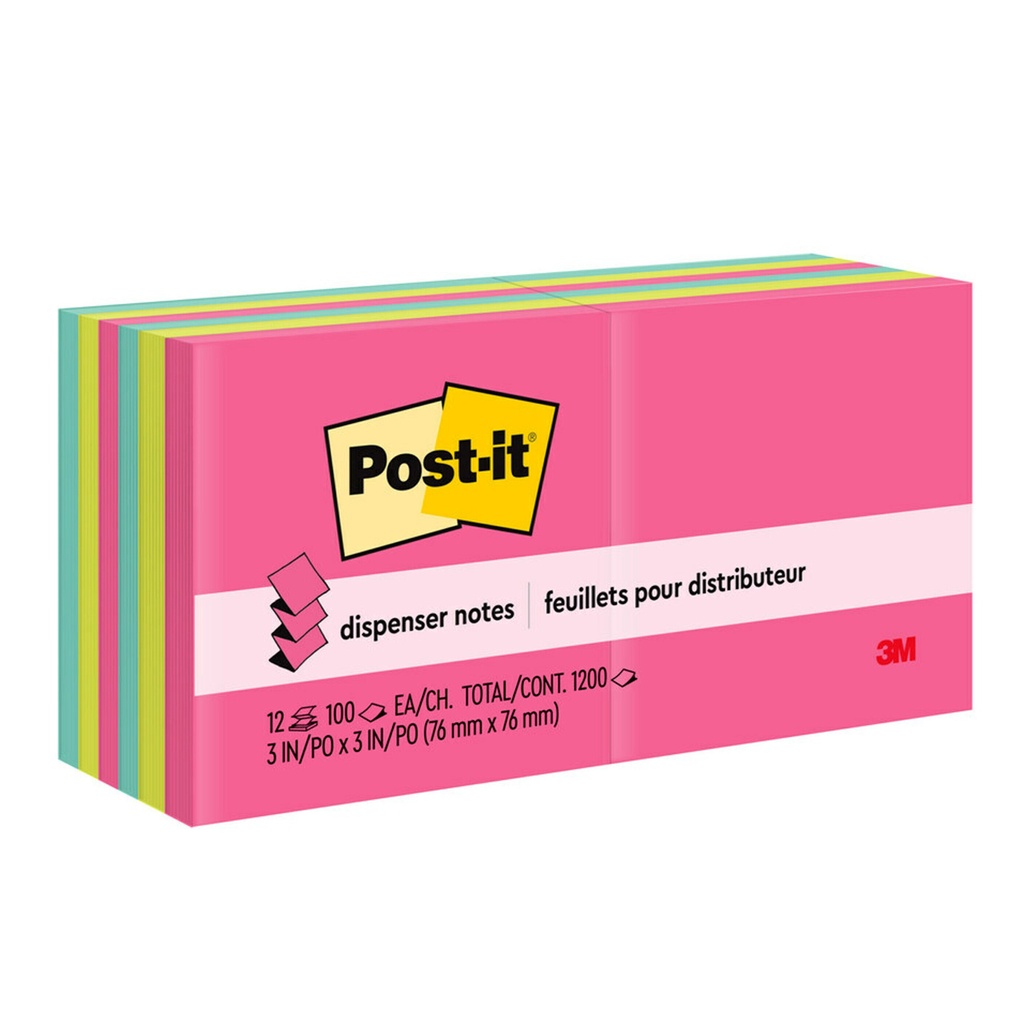 Post It Note Refills Assorted Neon 12 Pack