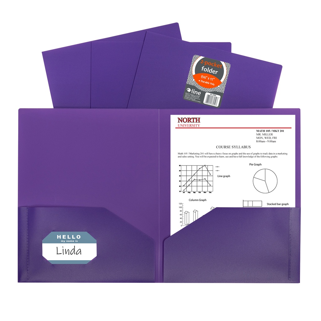 Purple Poly Two Pocket Portfolio (33959 CL)