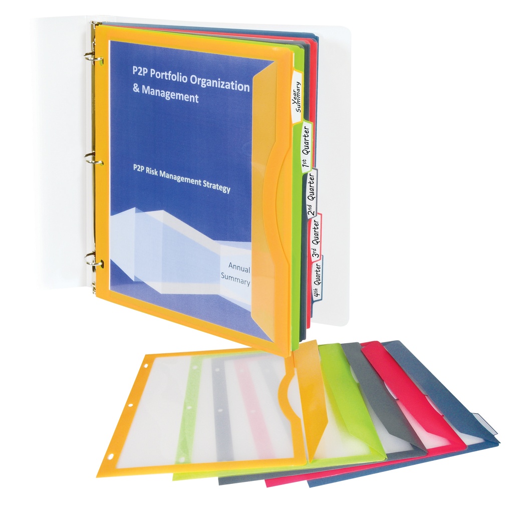 5 Tab Poly Binder Pockets with Write on Tabs