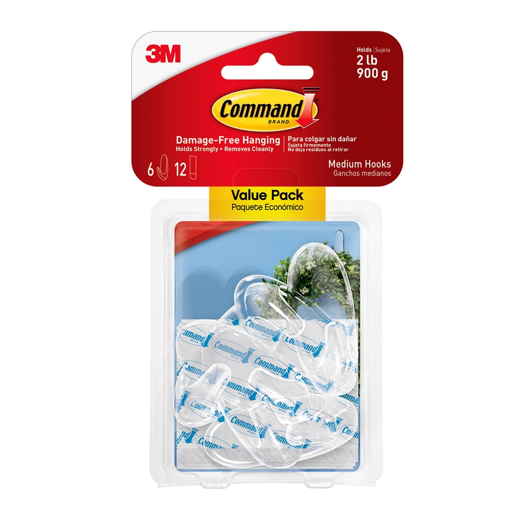 6ct Medium Clear Command Adhesives Mounting Hooks Pack