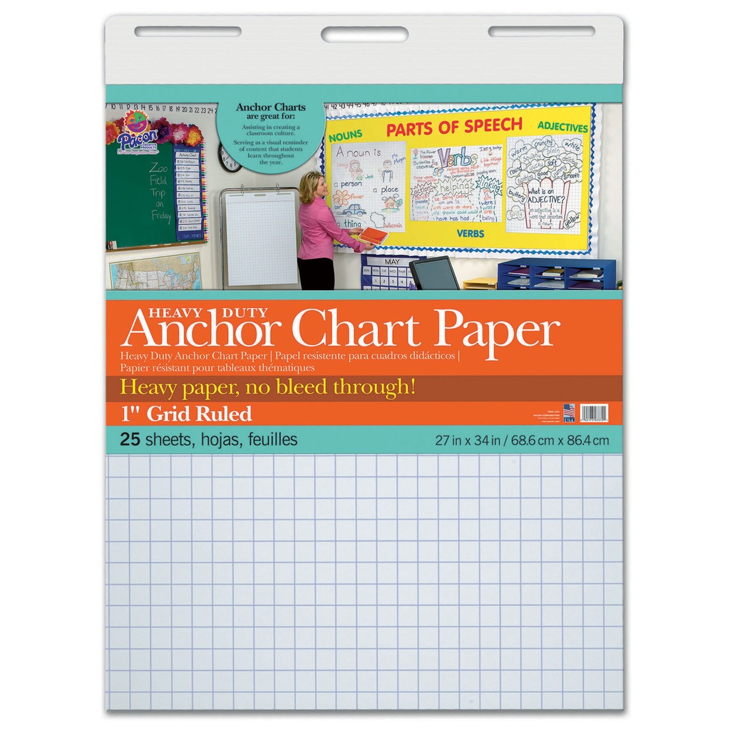 25sht HD Anchor Chart Pad Grid Ruled 27 x 34