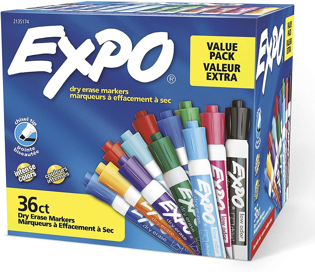 36ct Expo Low Odor Chisel Dry Erase Markers Assorted Colors