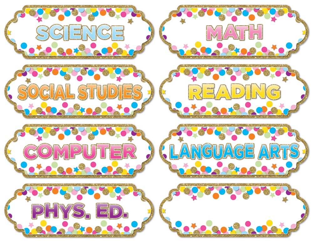 Confetti Classroom Subjects Magnetic Die-Cut Timesavers & Labels