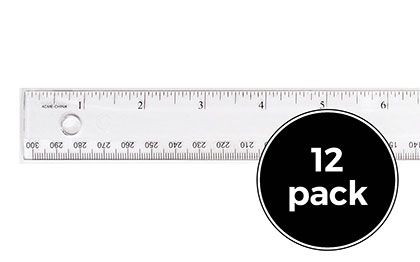 12ct 12 inch Clear Plastic Rulers Pack (80336 CLI)