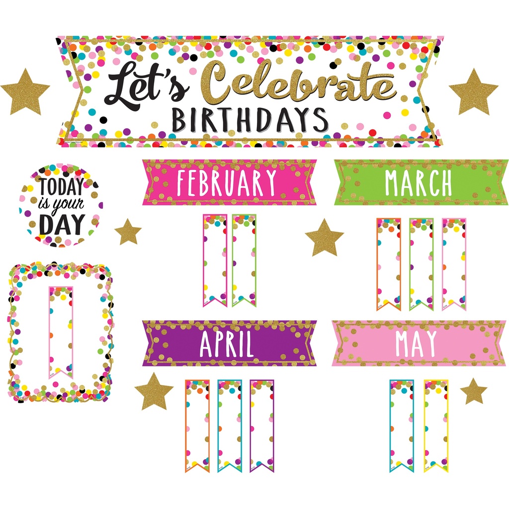 Confetti Let’s Celebrate Birthdays Mini Bulletin Board Set
