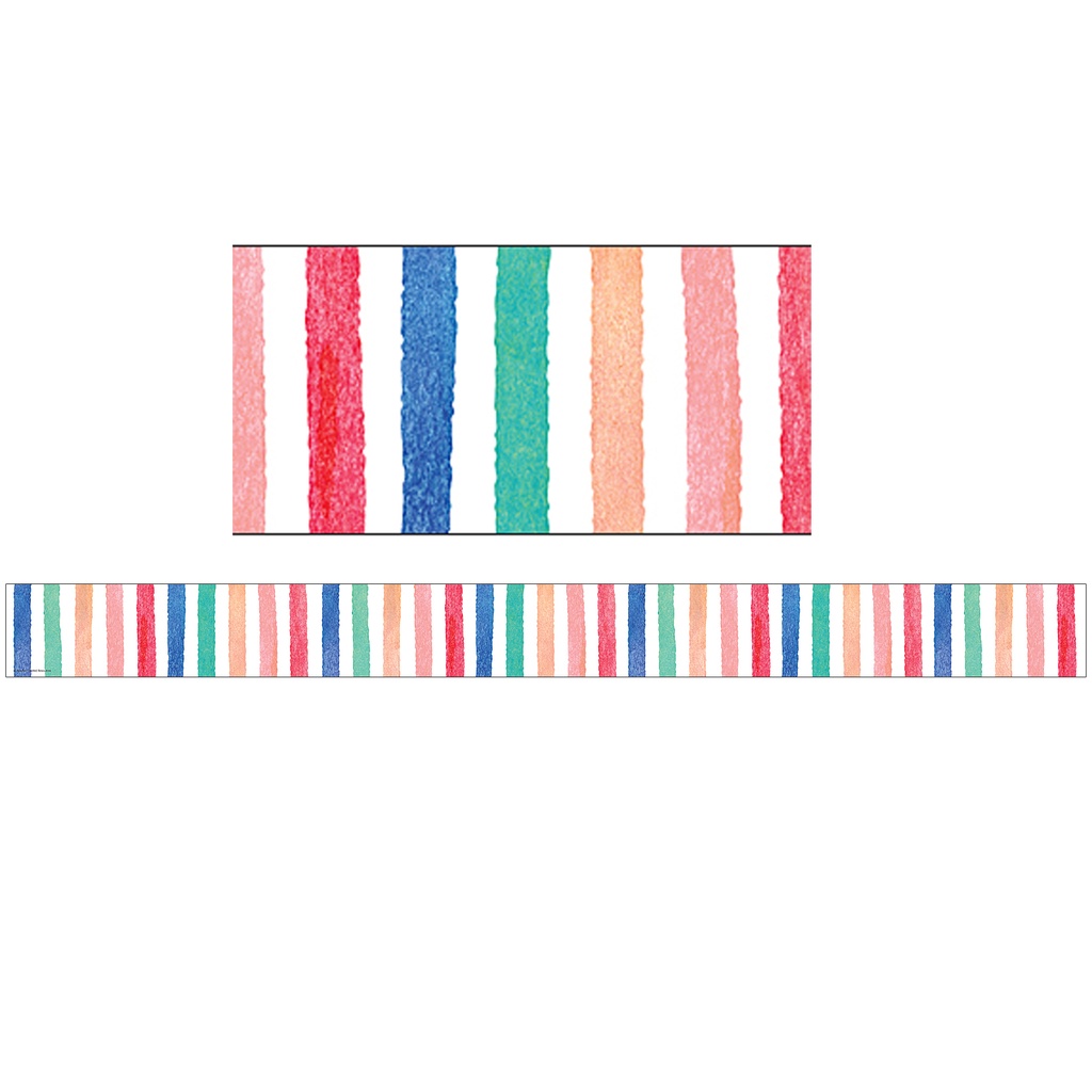 Watercolor Stripes Straight Border Trim