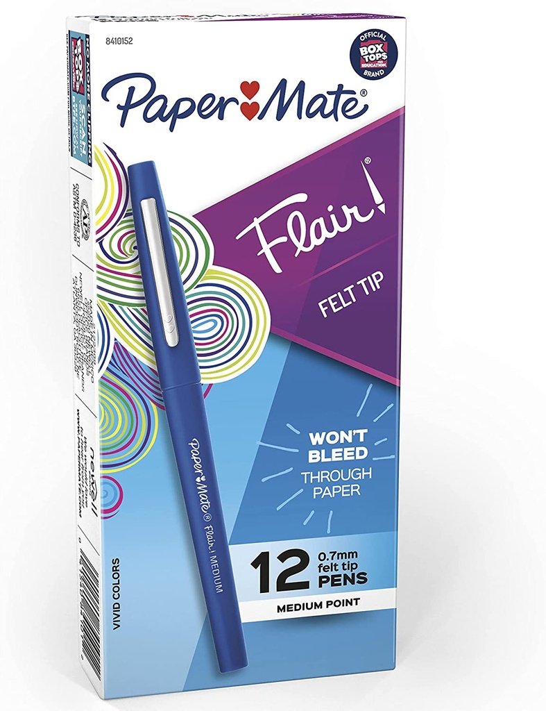Blue Medium Paper Mate Flair Pen        Each
