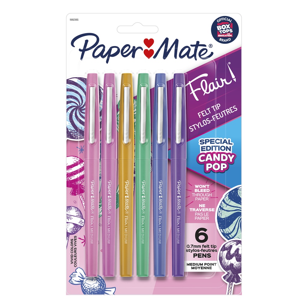 PaperMate Flair 6 Color Medium Point Candy Pop Pens