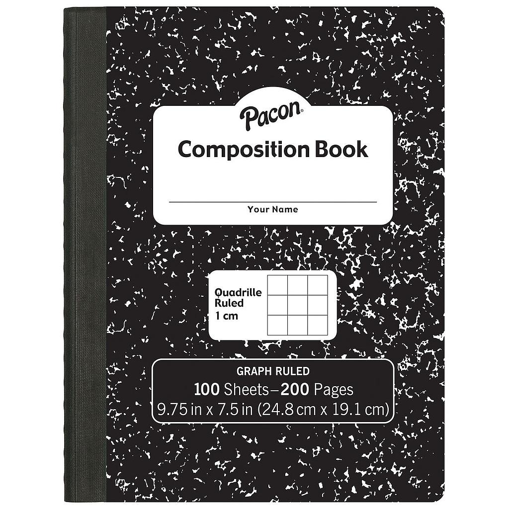 Black Marble Composition Book 1cm Grid Ruled