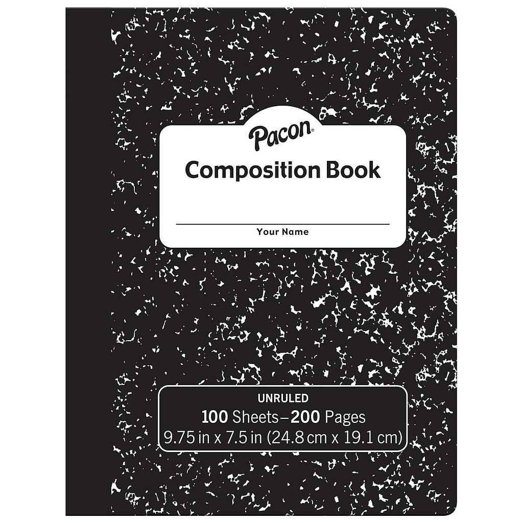 Black Unruled Marble Composition Book