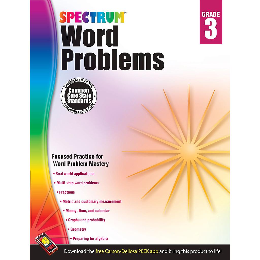 Spectrum Word Problems Workbook Grade 3 Paperback