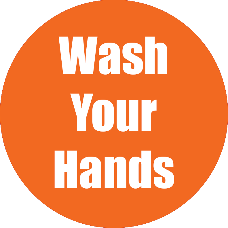 Wash Your Hands Non-Slip Floor Stickers Orange 5 Pack