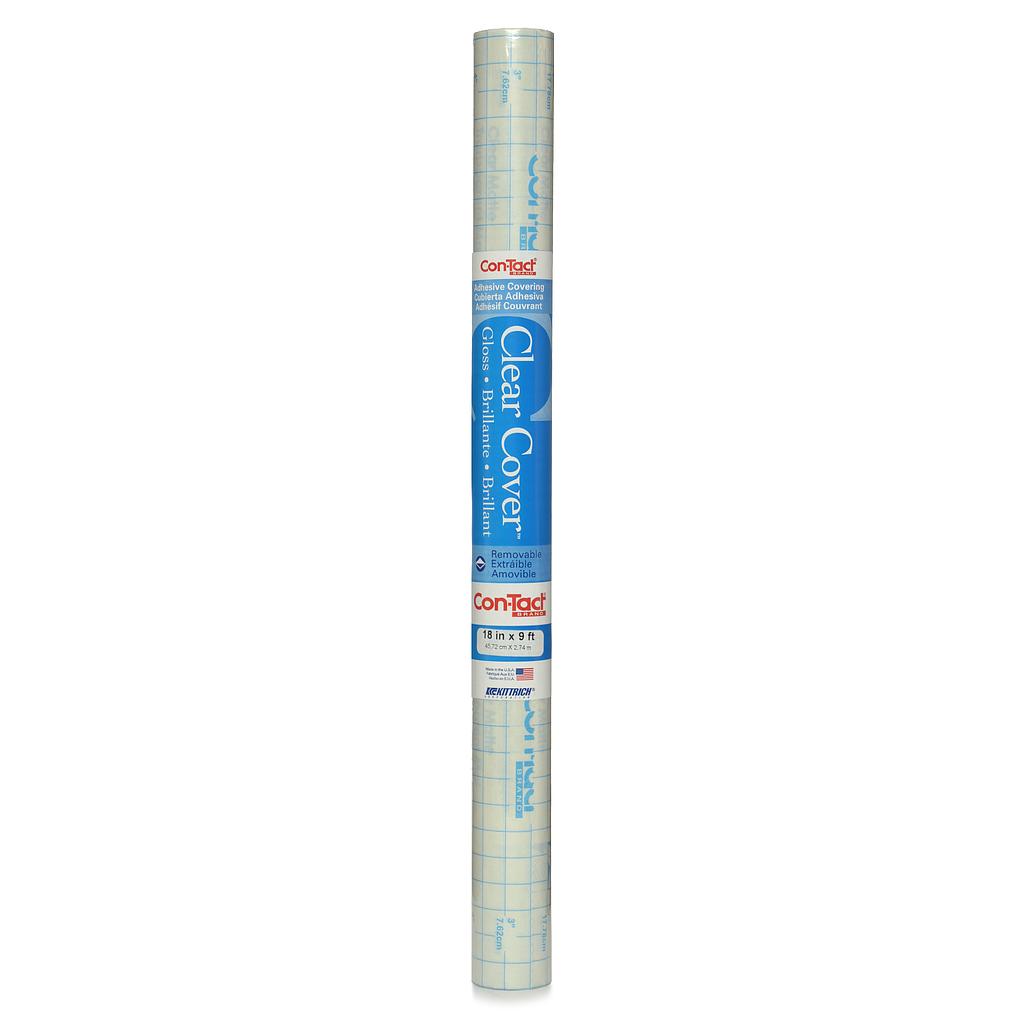 Clear Cover Glossy Con-Tact Brand Adhesive Roll 18&quot; x 9'