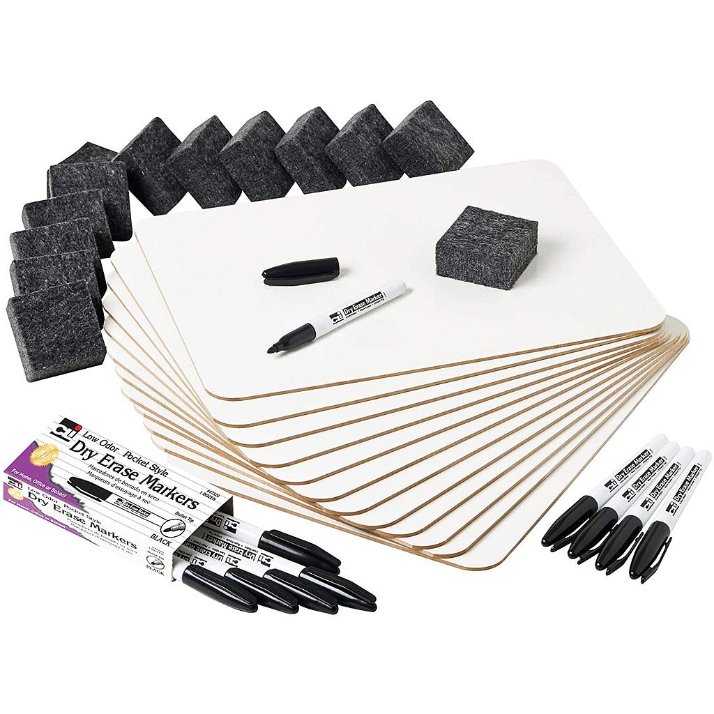 12ct Two Sided Plain &amp; Plain Dry Erase Lapboard Class Pack