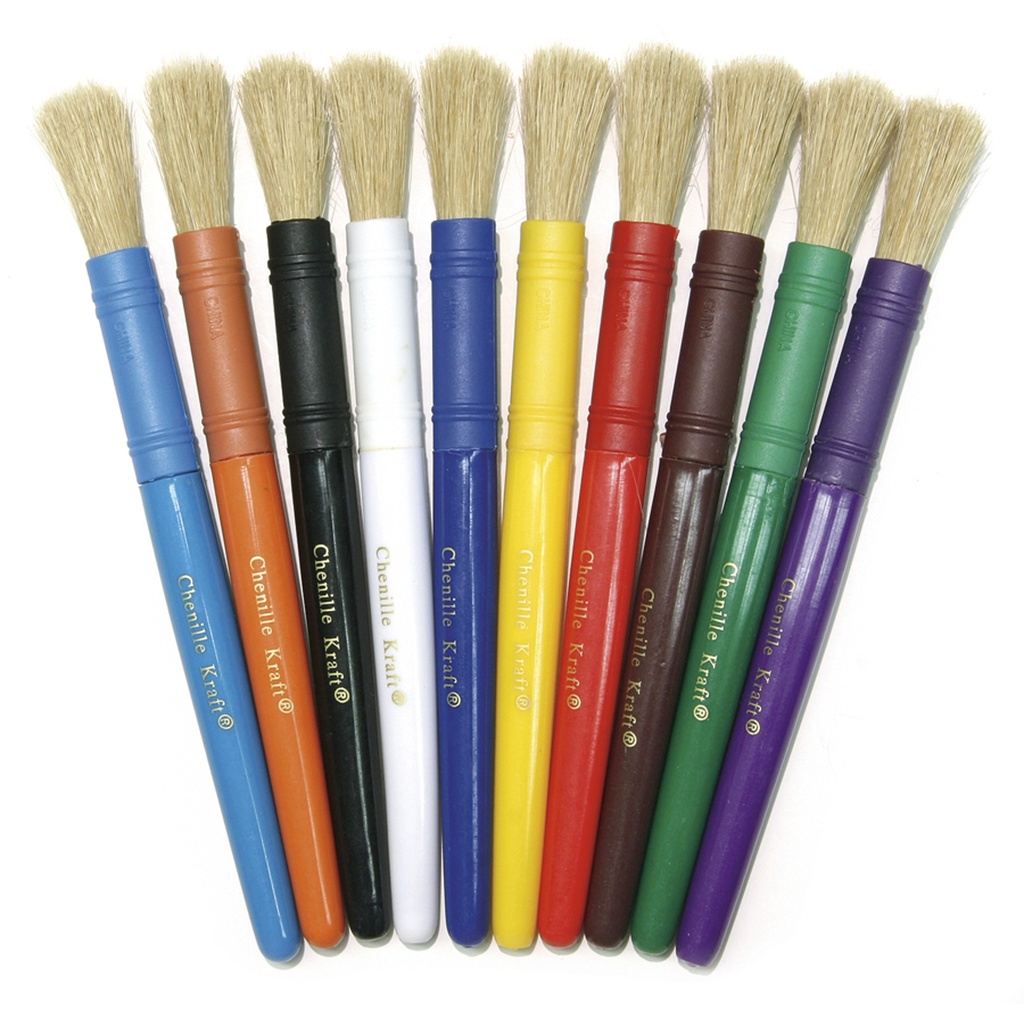 10ct Assorted Color Creativity Street Beginner Paint Brushes