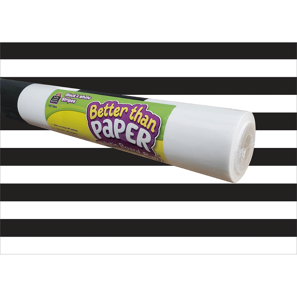 Better Than Paper® Black &amp; White Stripes Bulletin Board 4 Roll Pack