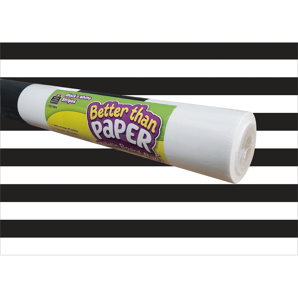 Teacher Created Resources® Better Than Paper® Black & White Stripes,, Bulletin Board Roll Pack of 4. Rolls measures 4' x 12'