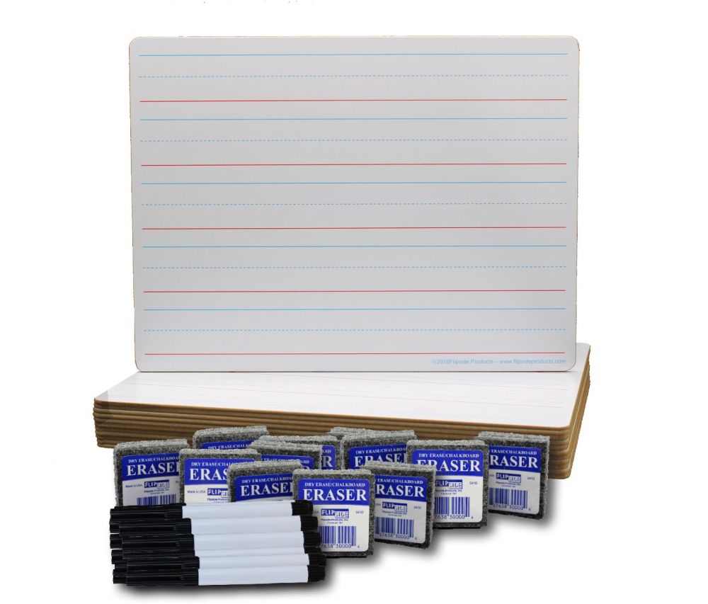 12ct Ruled 9" x 12" Dry Erase Board Classroom Pack (10034CP FS)