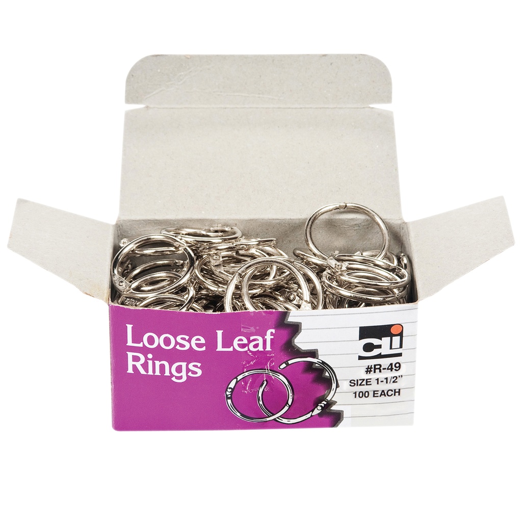 1.5in Loose Leaf Rings Box of 100