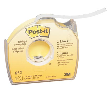 1/3" X 700" White Post It Coverup Tape Roll