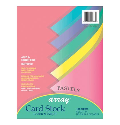 100ct 8.5x11 Pastel Colors Card Stock