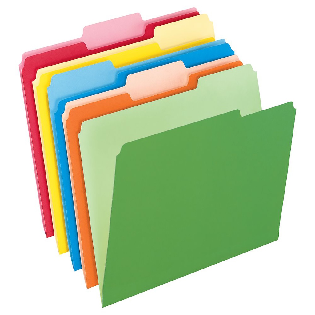 100ct Third Cut Assorted Color File Folders Box