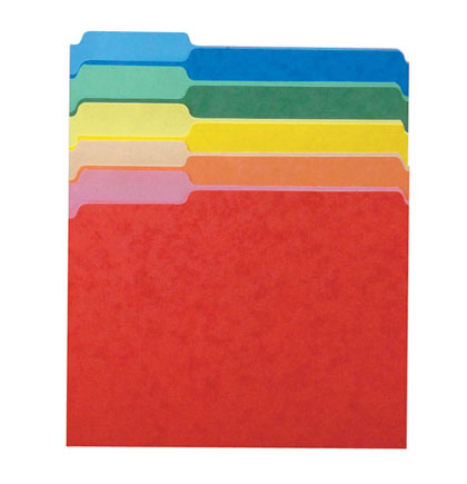 100ct Third Cut Assorted Color File Folders Box