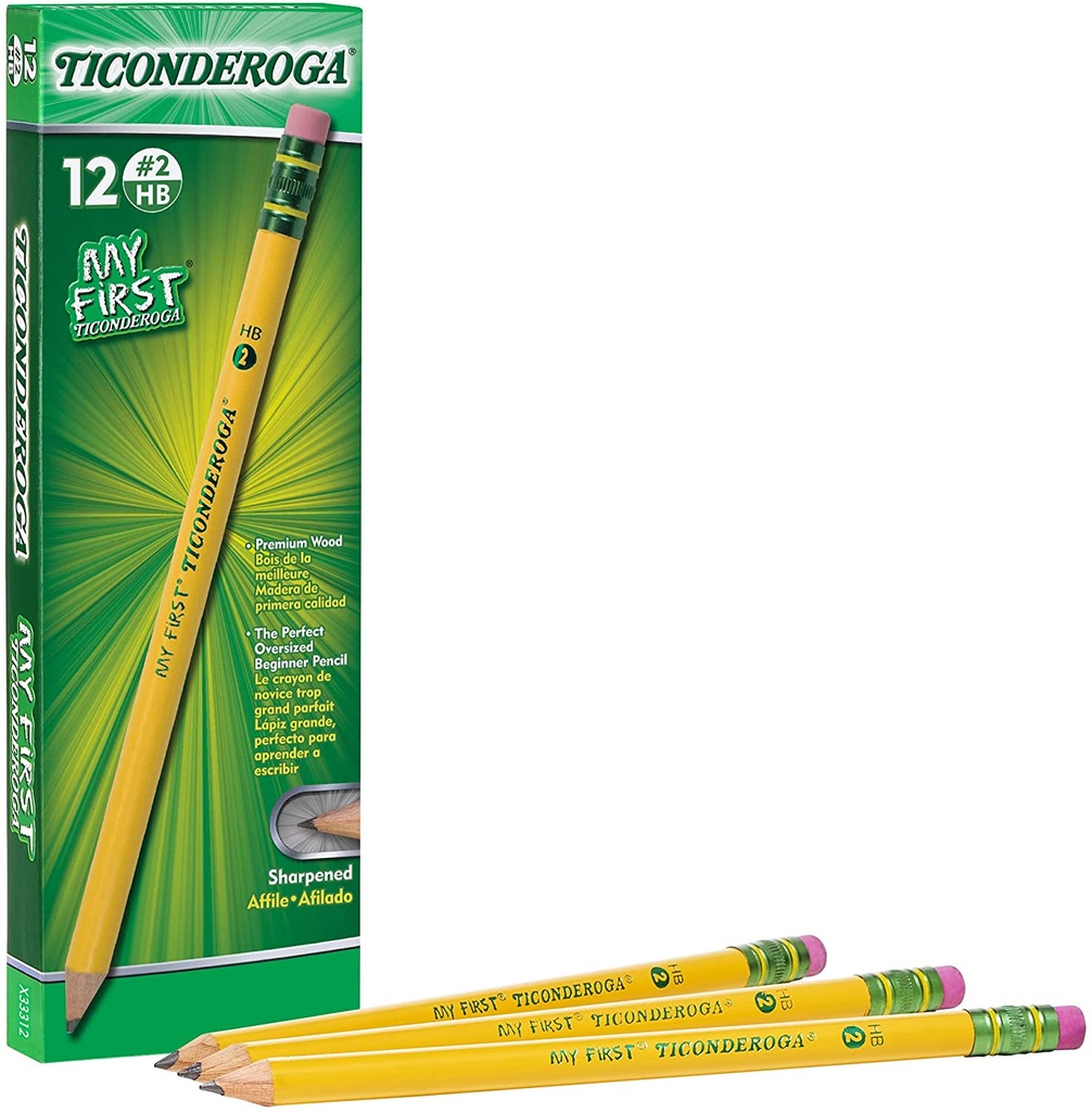 12ct My First Ticonderoga Pre-Sharpened Pencil W/Eraser Pack