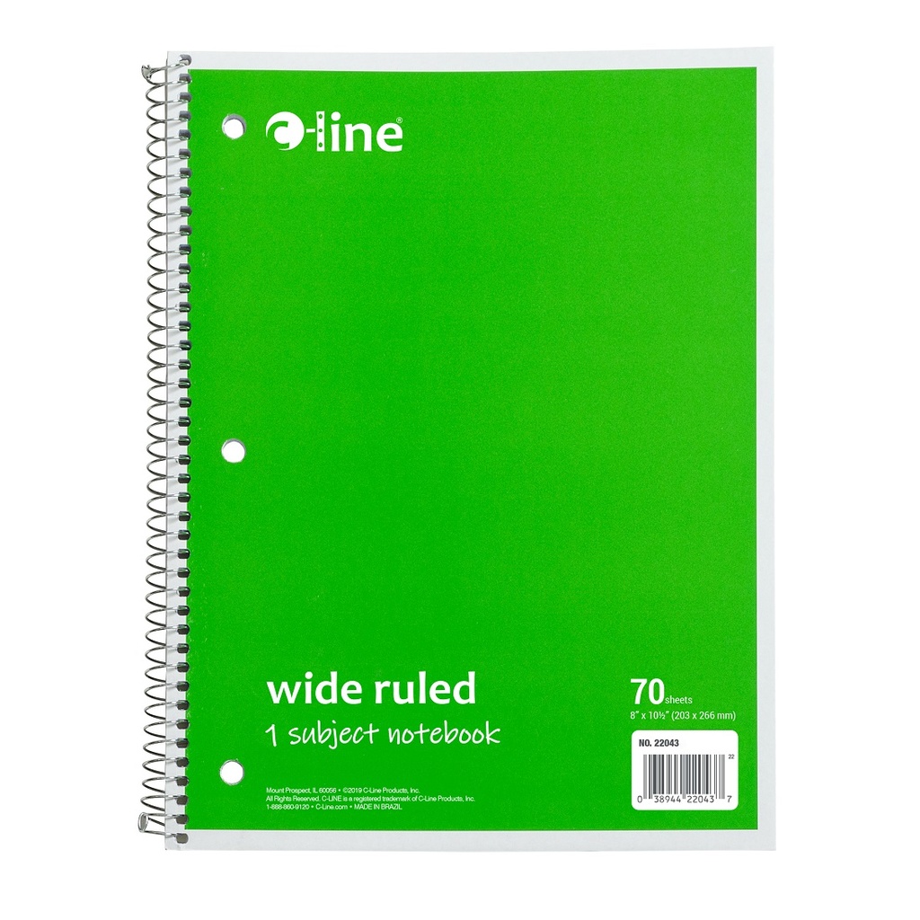 Green One Subject 70 Sheet Notebook