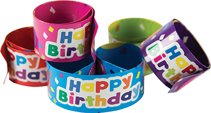 10ct Happy Birthday Balloons Slap Bracelets