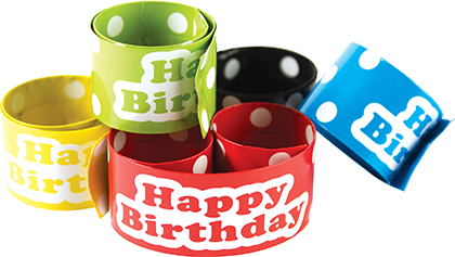 10ct Polka Dots Happy Birthday Slap Bracelets
