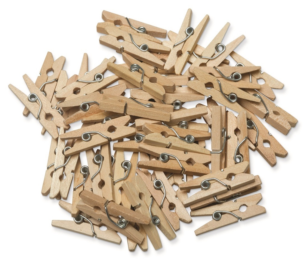 50ct Mini Spring 1&quot; WoodCrafts Spring Clothespins