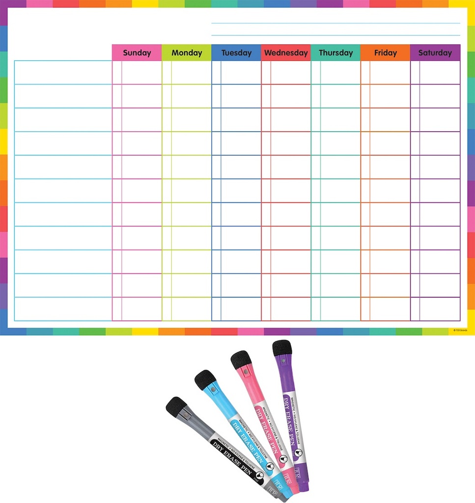 Colorful Magnetic Dry Erase Task Chart