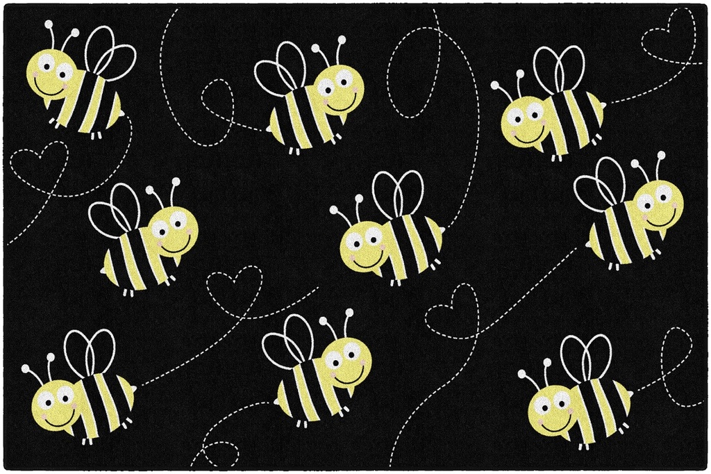 Bees On Black 5' X 7'6&quot; Rectangle Carpet