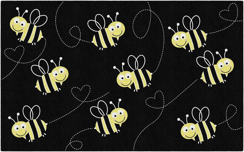 Bees On Black 7'6&quot; X 12' Rectangle Carpet