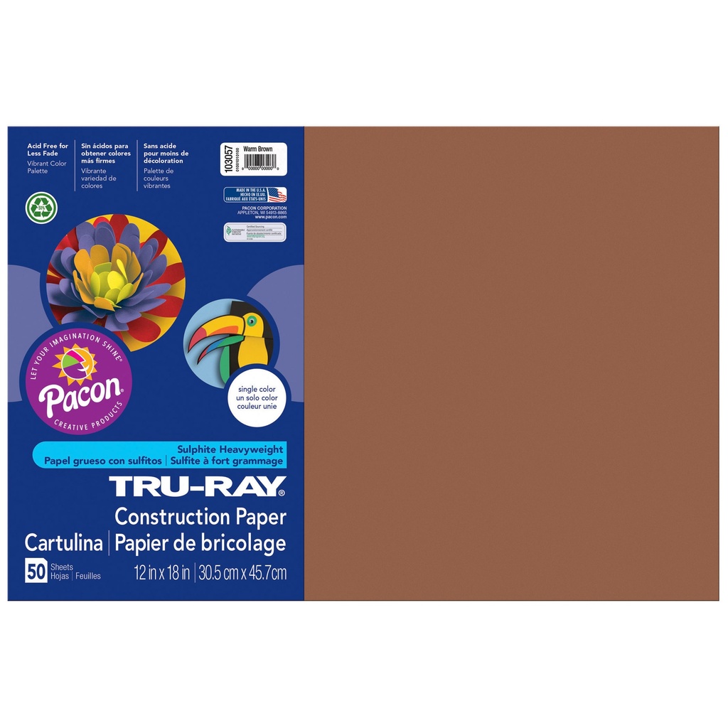 12x18 Warm Brown Tru-Ray Construction Paper 50ct Pack