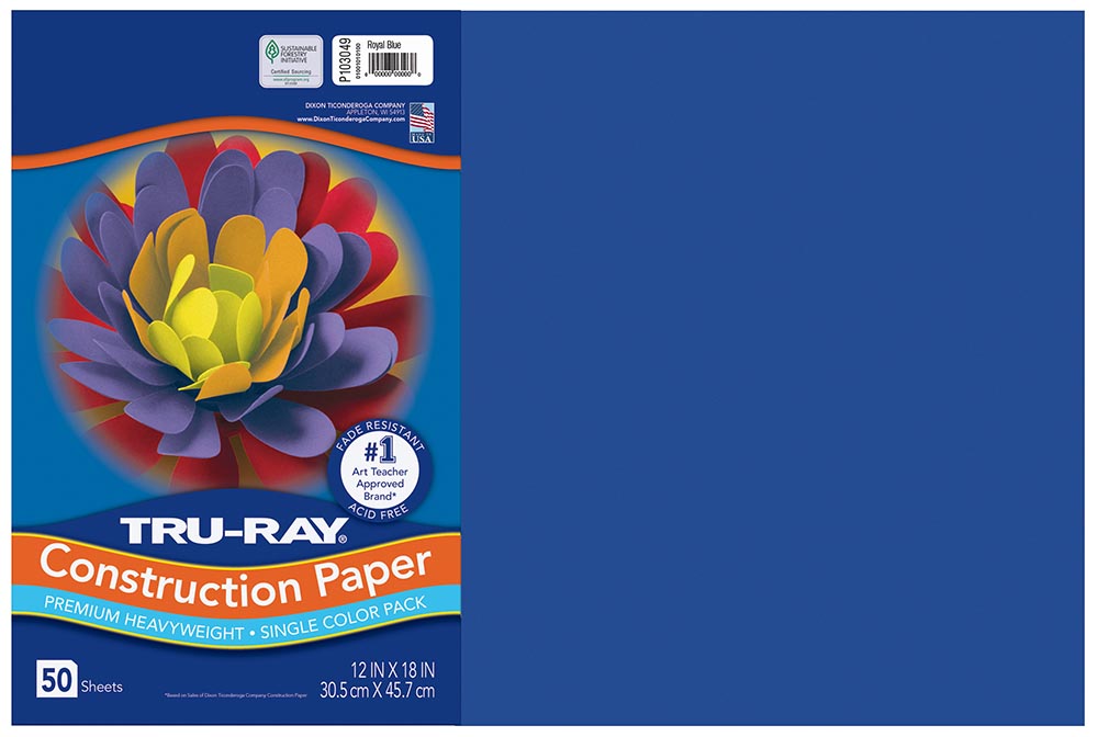 12x18 Royal Blue Tru-Ray Construction Paper 50ct Pack