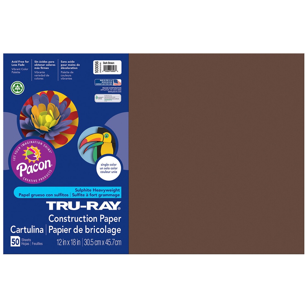 12x18 Dark Brown Tru-Ray Construction Paper 50ct Pack