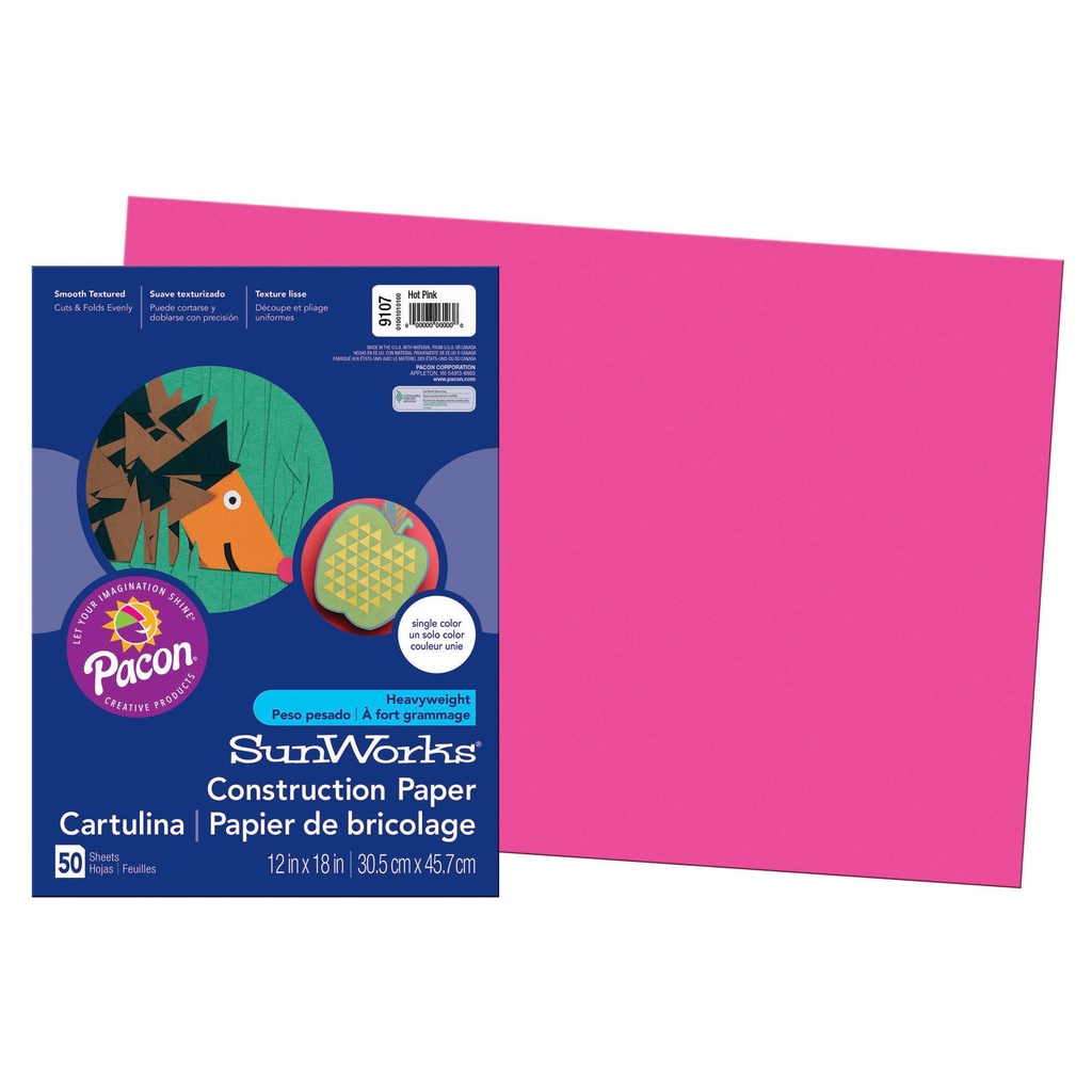 12x18 Hot Pink Sunworks Construction Paper 50ct Pack