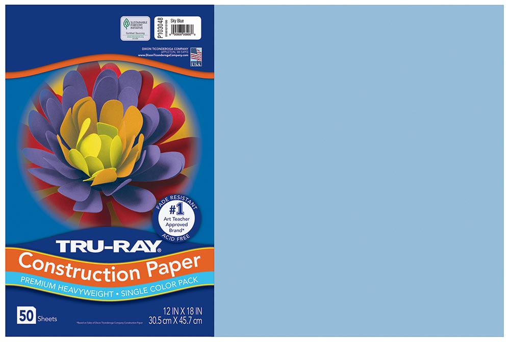 12x18 Sky Blue Tru-Ray Construction Paper 50ct Pack