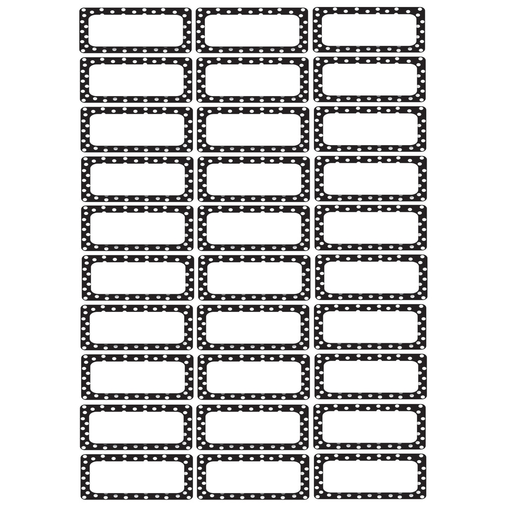 30ct Black & White Dots Magnetic Die-Cut Small Foam Nameplates & Labels 