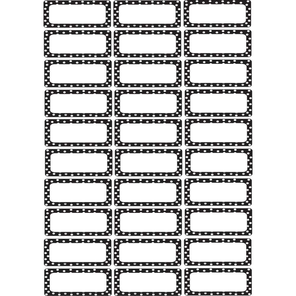 30ct Black & White Dots Magnetic Die-Cut Small Foam Nameplates & Labels 