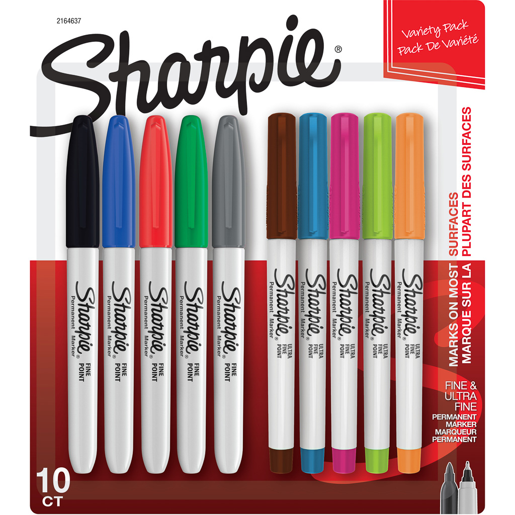 10ct Assorted Sharpie Mixed Tip Markers