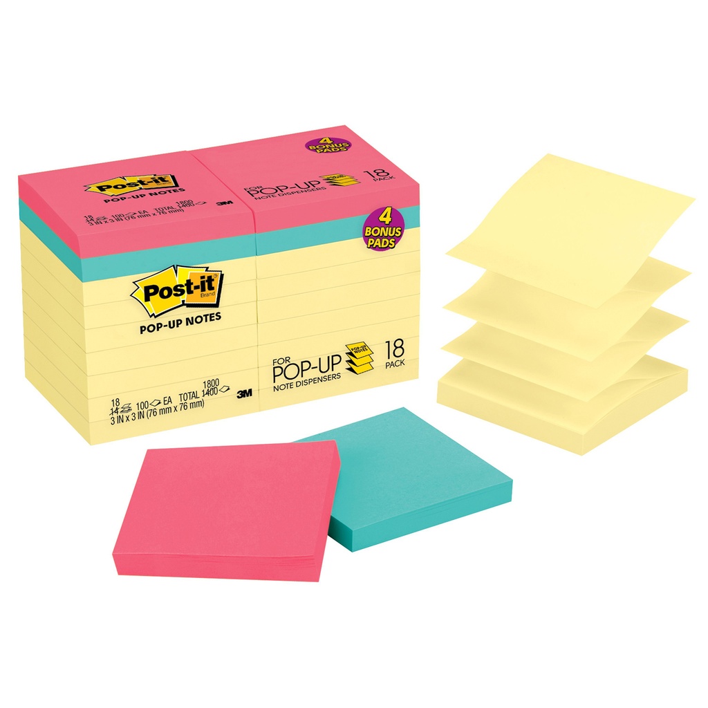 18ct 3x3 Post It Pop up Notes