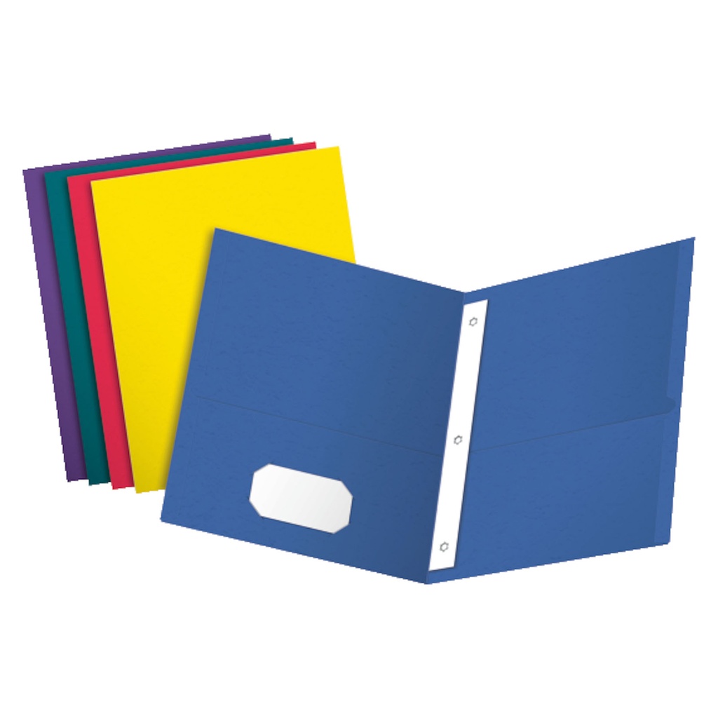 25ct Assorted Two Pocket Portfolio with Prongs