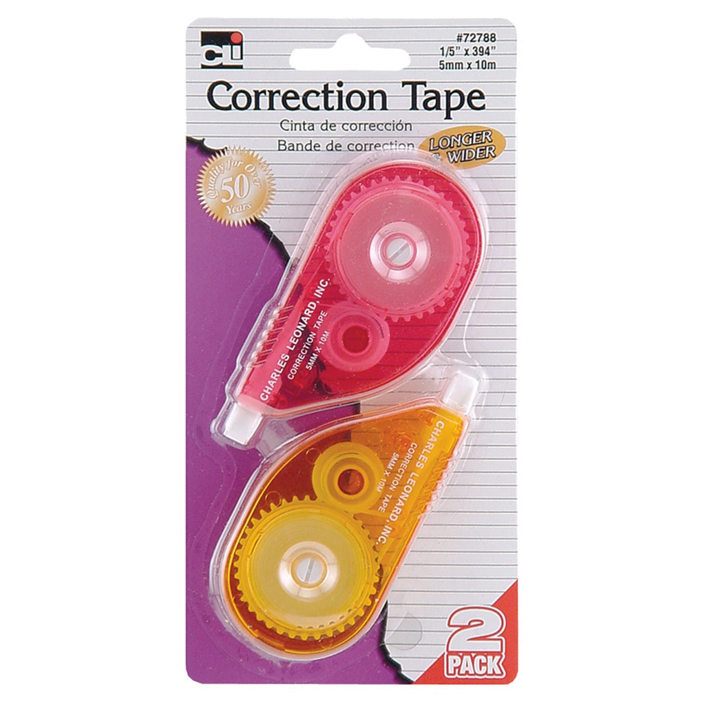 2ct Correction Tape Assorted Color Casing